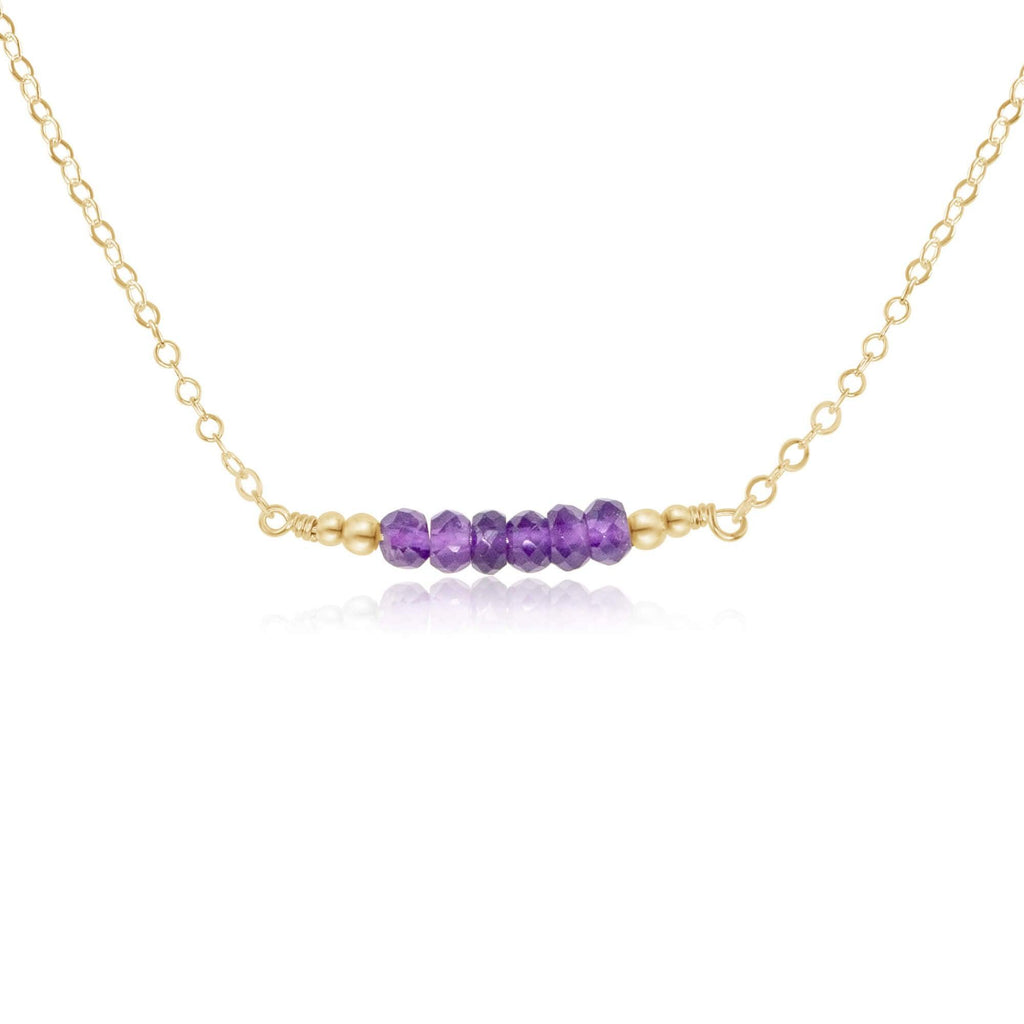 Sparkling Purple Amethyst Faceted Bead Bar Necklace - Sparkling Purple Amethyst Faceted Bead Bar Necklace - 14k Gold Fill - Luna Tide Handmade Crystal Jewellery