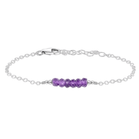 Sparkling Purple Amethyst Gemstone Faceted Bead Bar Bracelet - Sparkling Purple Amethyst Gemstone Faceted Bead Bar Bracelet - Sterling Silver - Luna Tide Handmade Crystal Jewellery