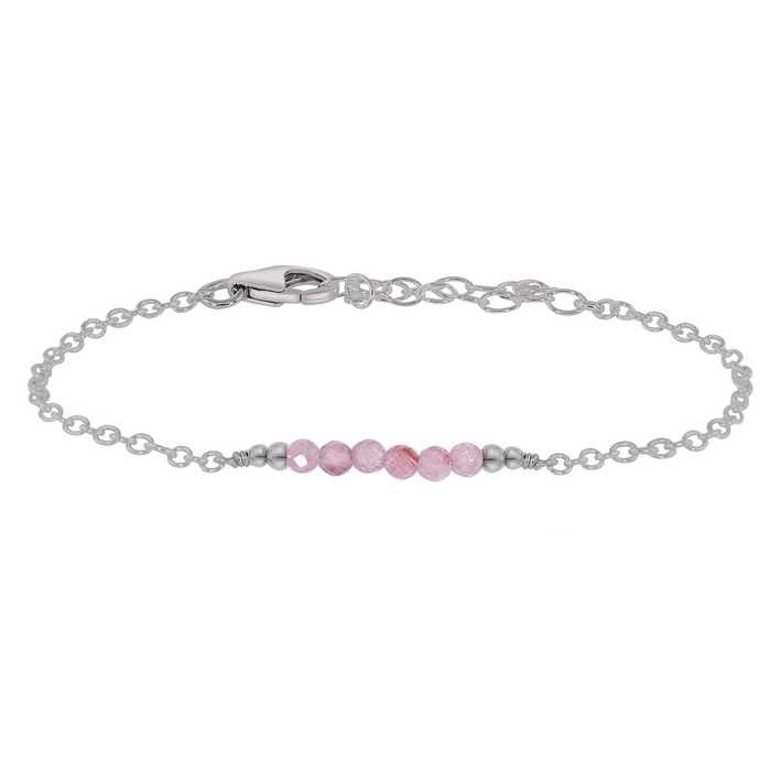 Sparkling Purple Kunzite Gemstone Faceted Bead Bar Bracelet - Sparkling Purple Kunzite Gemstone Faceted Bead Bar Bracelet - Stainless Steel - Luna Tide Handmade Crystal Jewellery