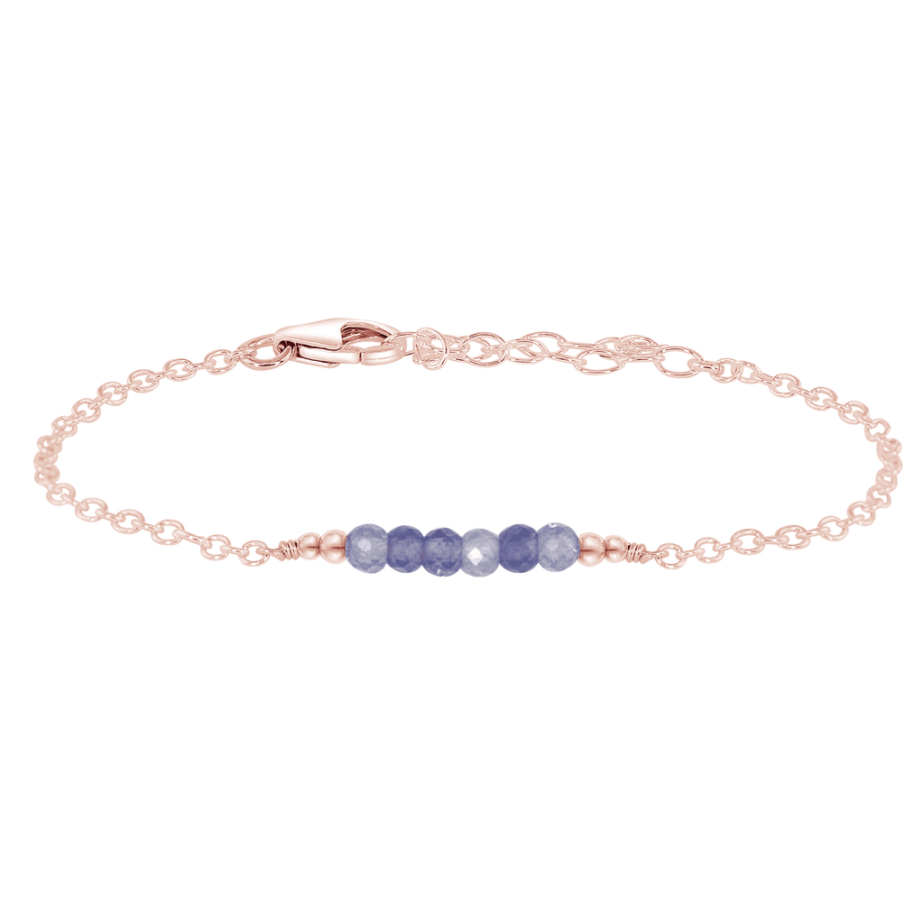 Sparkling Purple Tanzanite Gemstone Faceted Bead Bar Bracelet - Sparkling Purple Tanzanite Gemstone Faceted Bead Bar Bracelet - 14k Rose Gold Fill - Luna Tide Handmade Crystal Jewellery
