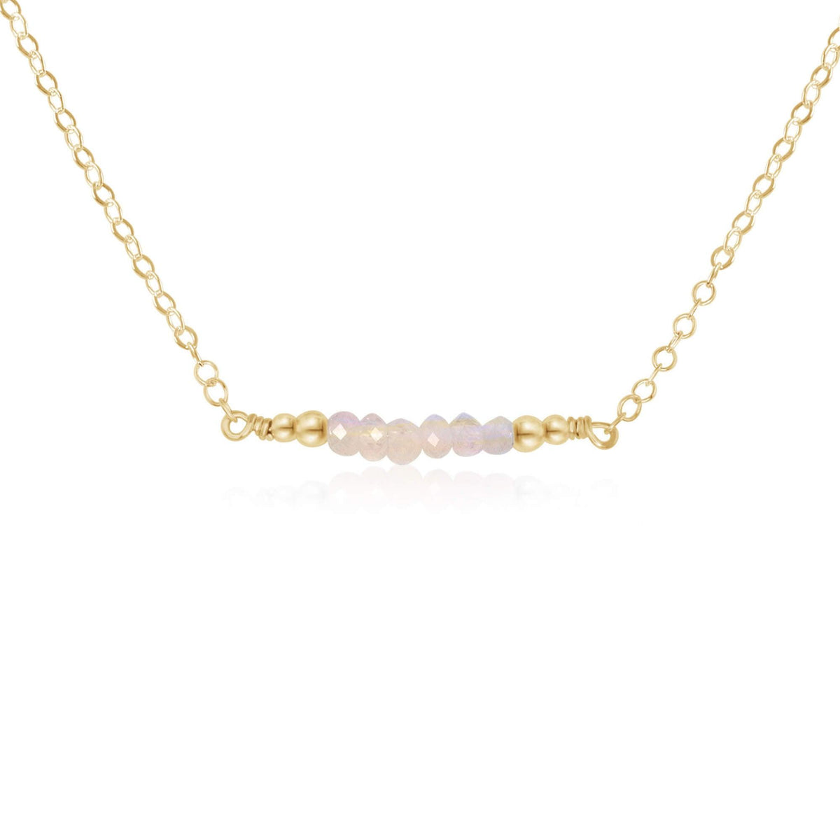 Faceted Bead Bar Necklace - Rainbow Moonstone - 14K Gold Fill - Luna Tide Handmade Jewellery