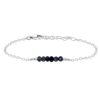 Faceted Bead Bar Bracelet - Sapphire - Sterling Silver - Luna Tide Handmade Jewellery