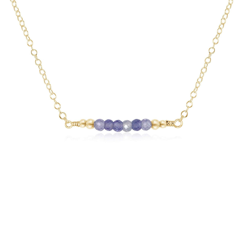 Sparkling Tanzanite Faceted Bead Bar Necklace - Sparkling Tanzanite Faceted Bead Bar Necklace - 14k Gold Fill - Luna Tide Handmade Crystal Jewellery