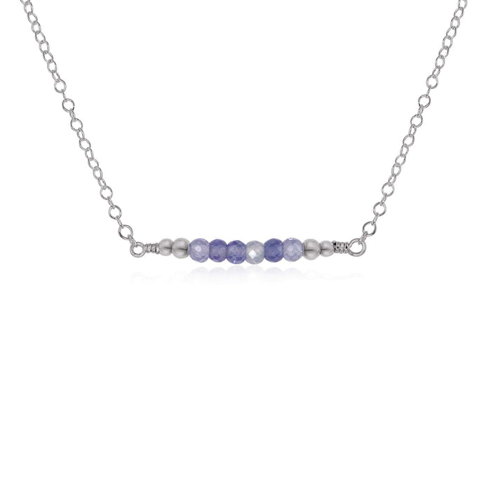Sparkling Tanzanite Faceted Bead Bar Necklace - Sparkling Tanzanite Faceted Bead Bar Necklace - Stainless Steel - Luna Tide Handmade Crystal Jewellery