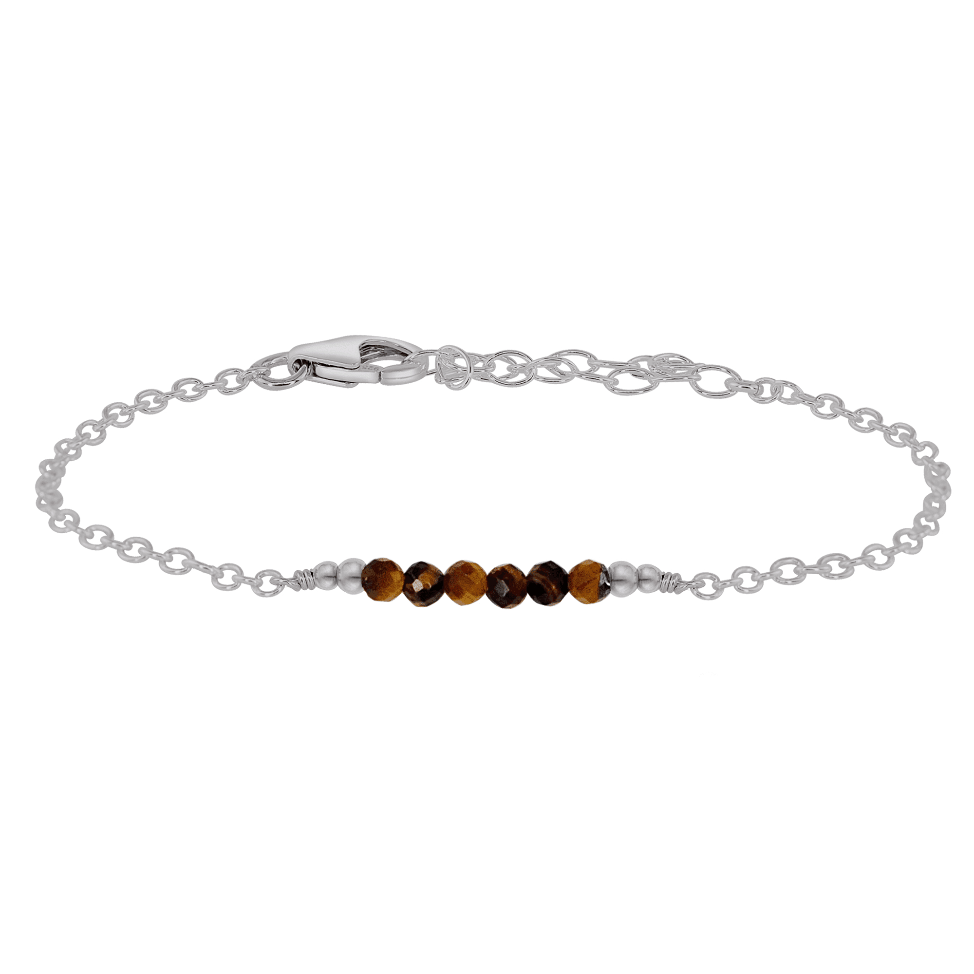 Sparkling Tiger's Eye Gemstone Faceted Bead Bar Bracelet - Sparkling Tiger's Eye Gemstone Faceted Bead Bar Bracelet - Stainless Steel - Luna Tide Handmade Crystal Jewellery