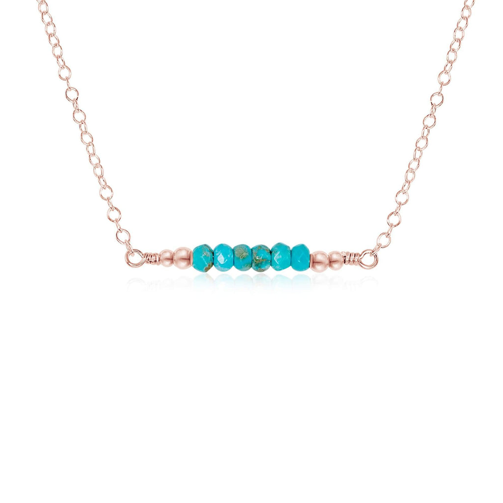Sparkling Turquoise Faceted Bead Bar Necklace - Sparkling Turquoise Faceted Bead Bar Necklace - 14k Rose Gold Fill - Luna Tide Handmade Crystal Jewellery