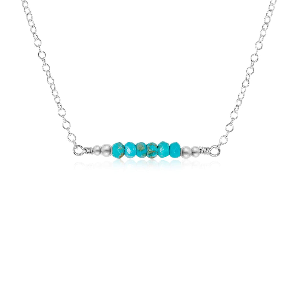 Sparkling Turquoise Faceted Bead Bar Necklace - Sparkling Turquoise Faceted Bead Bar Necklace - Sterling Silver - Luna Tide Handmade Crystal Jewellery