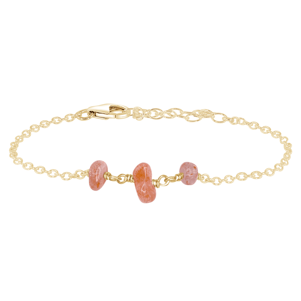 Sunstone Beaded Chain Bracelet - Sunstone Beaded Chain Bracelet - 14k Gold Fill - Luna Tide Handmade Crystal Jewellery