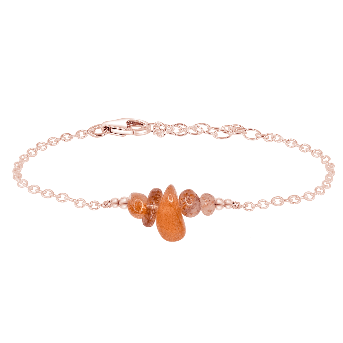 Sunstone Chip Bead Bar Bracelet - Sunstone Chip Bead Bar Bracelet - 14k Rose Gold Fill - Luna Tide Handmade Crystal Jewellery
