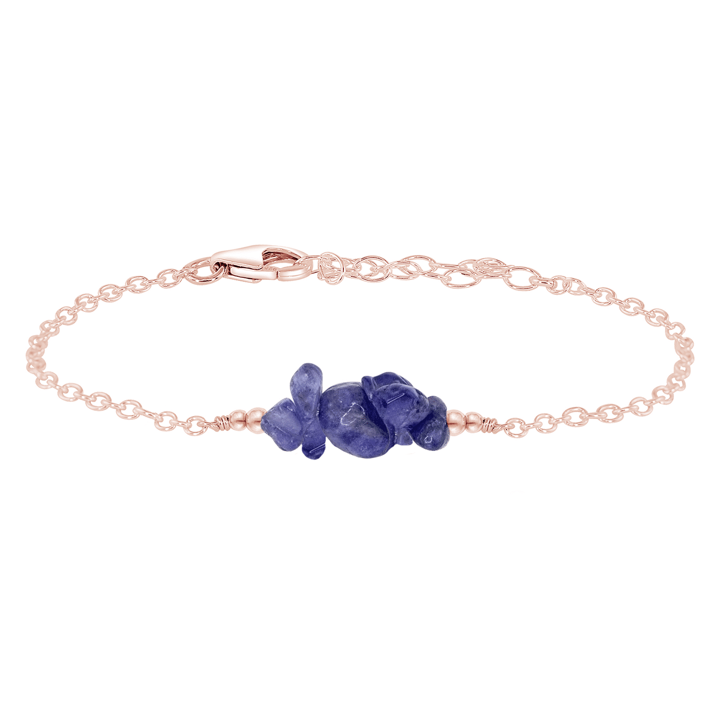 Tanzanite Chip Bead Bar Bracelet - Tanzanite Chip Bead Bar Bracelet - 14k Rose Gold Fill - Luna Tide Handmade Crystal Jewellery