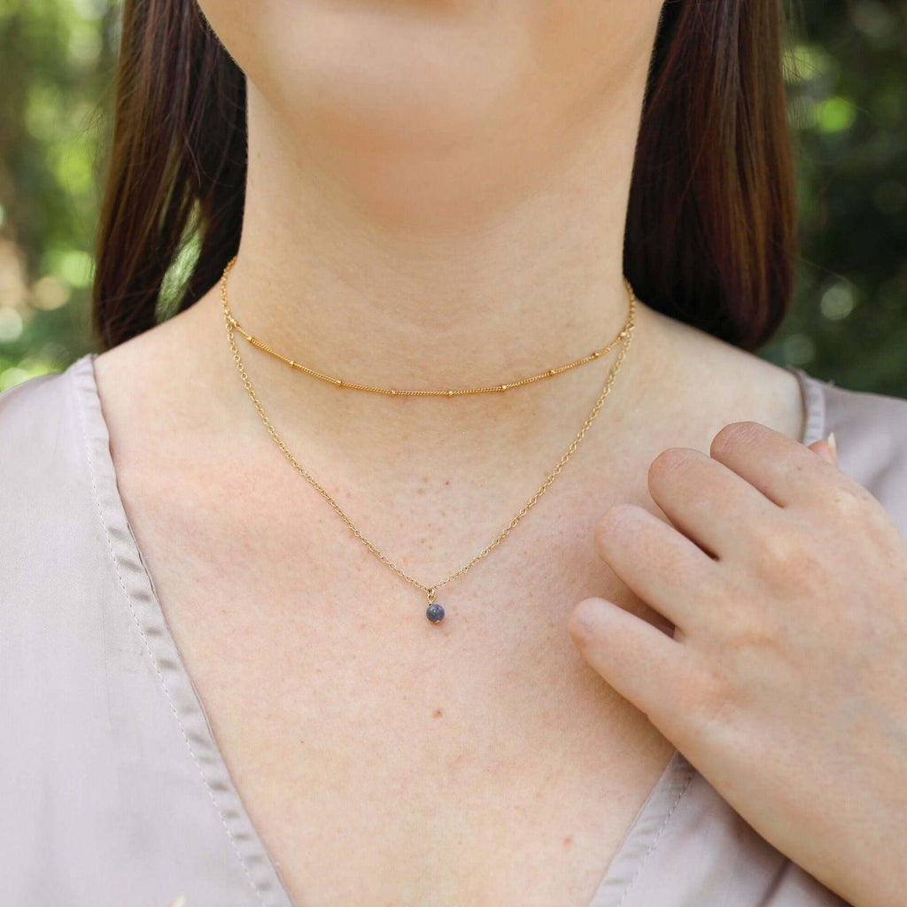 Tanzanite Gemstone Chain Layered Choker Necklace - Tanzanite Gemstone Chain Layered Choker Necklace - 14k Gold Fill - Luna Tide Handmade Crystal Jewellery