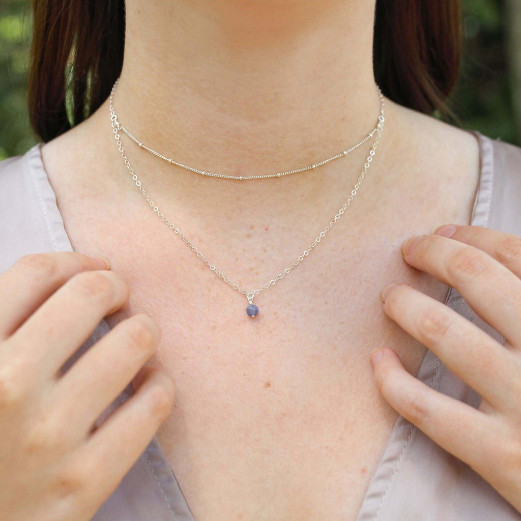 Tanzanite Gemstone Chain Layered Choker Necklace - Tanzanite Gemstone Chain Layered Choker Necklace - 14k Gold Fill - Luna Tide Handmade Crystal Jewellery