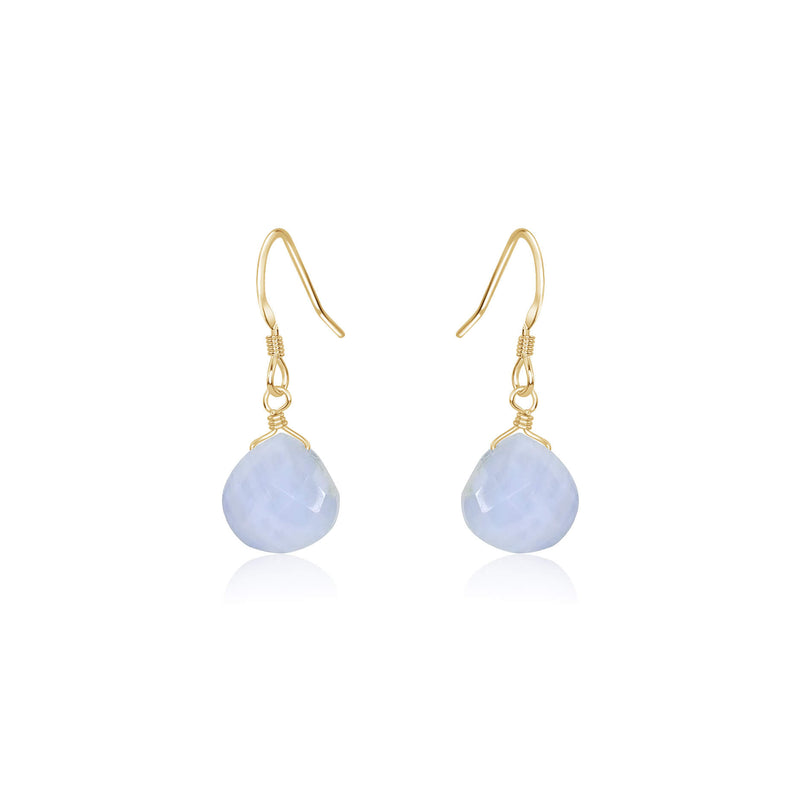 Teardrop Earrings - Blue Lace Agate - 14K Gold Fill - Luna Tide Handmade Jewellery
