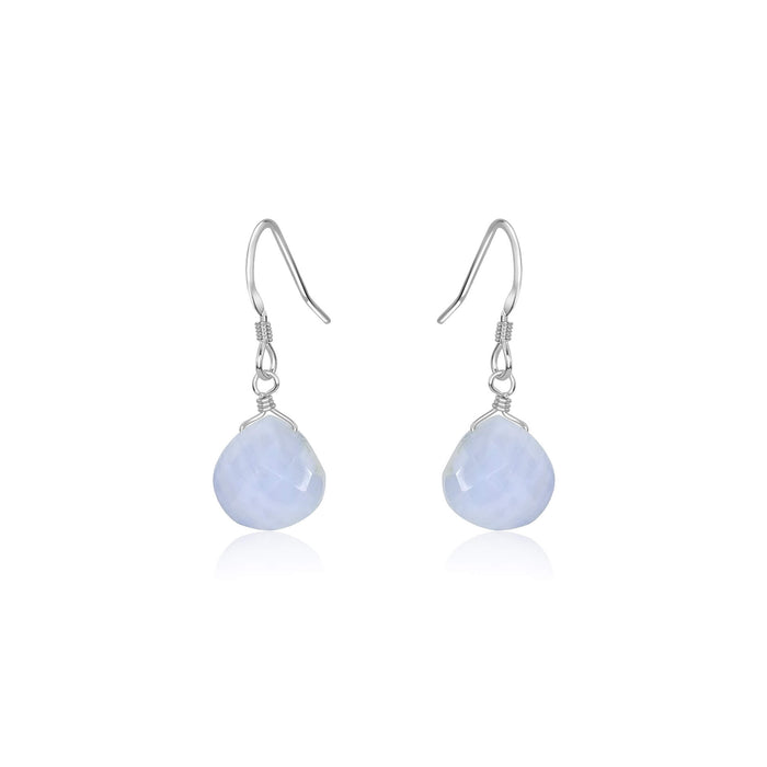 Teardrop Earrings - Blue Lace Agate - Sterling Silver - Luna Tide Handmade Jewellery