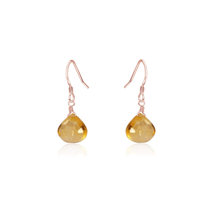 Teardrop Earrings - Citrine - 14K Rose Gold Fill - Luna Tide Handmade Jewellery
