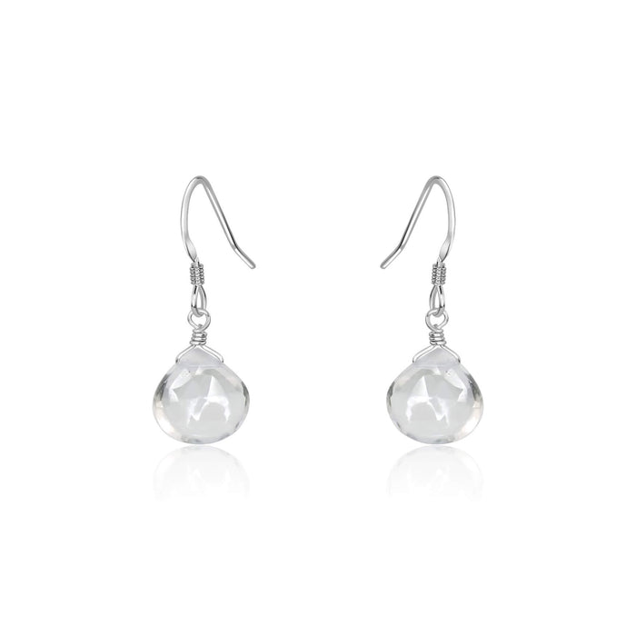 Teardrop Earrings - Crystal Quartz - Sterling Silver - Luna Tide Handmade Jewellery