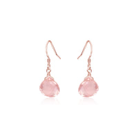 Teardrop Earrings - Rose Quartz - 14K Rose Gold Fill - Luna Tide Handmade Jewellery
