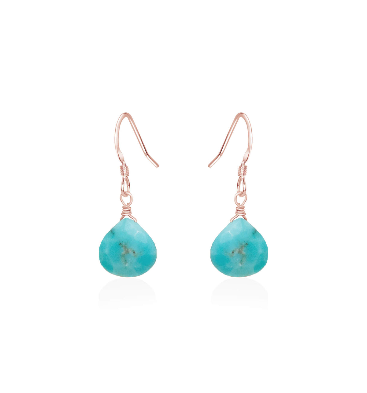 Teardrop Earrings - Turquoise - 14K Rose Gold Fill - Luna Tide Handmade Jewellery