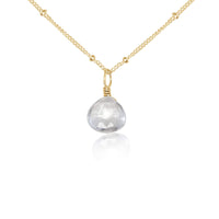 Teardrop Necklace - Crystal Quartz - 14K Gold Fill Satellite - Luna Tide Handmade Jewellery