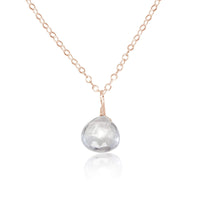 Teardrop Necklace - Crystal Quartz - 14K Rose Gold Fill - Luna Tide Handmade Jewellery