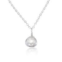 Teardrop Necklace - Crystal Quartz - Sterling Silver - Luna Tide Handmade Jewellery