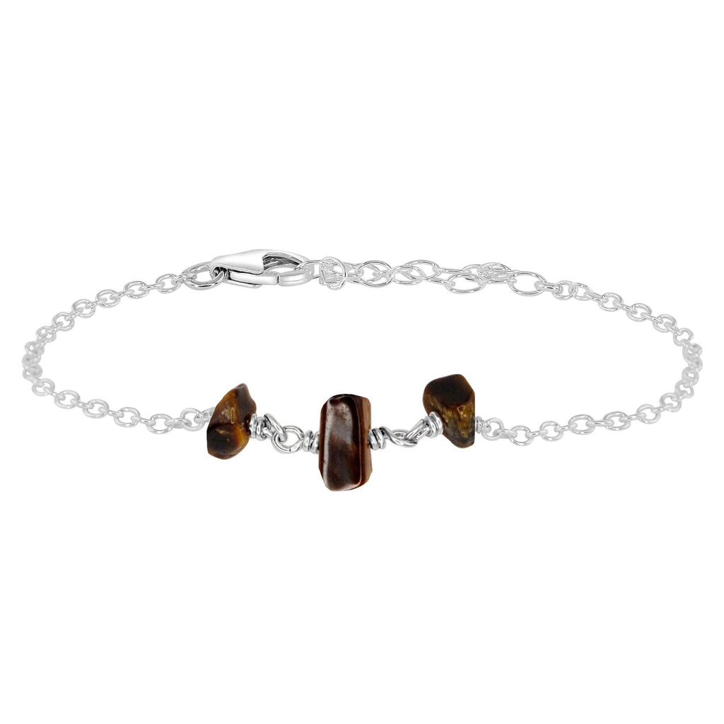 Tiger's Eye Beaded Chain Bracelet - Tiger's Eye Beaded Chain Bracelet - Sterling Silver - Luna Tide Handmade Crystal Jewellery
