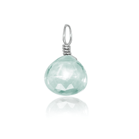 Tiny Aquamarine Teardrop Gemstone Pendant - Tiny Aquamarine Teardrop Gemstone Pendant - Sterling Silver - Luna Tide Handmade Crystal Jewellery