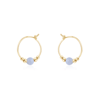 Tiny Bead Hoops - Blue Lace Agate - 14K Gold Fill - Luna Tide Handmade Jewellery