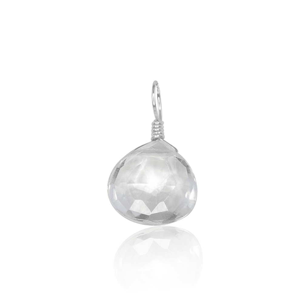 Tiny Crystal Quartz Teardrop Gemstone Pendant - Tiny Crystal Quartz Teardrop Gemstone Pendant - Sterling Silver - Luna Tide Handmade Crystal Jewellery