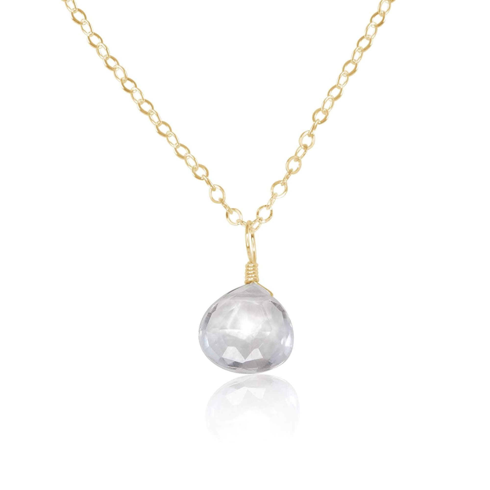 Tiny Crystal Quartz Teardrop Crystal Pendant Necklace Luna Tide