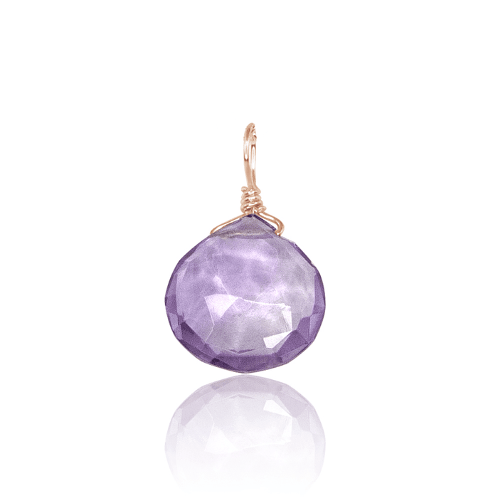 Tiny Pink Amethyst Teardrop Gemstone Pendant - Tiny Pink Amethyst Teardrop Gemstone Pendant - 14k Rose Gold Fill - Luna Tide Handmade Crystal Jewellery