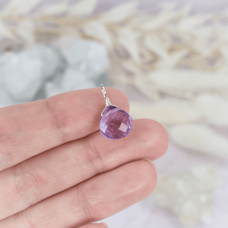 Tiny Pink Amethyst Teardrop Gemstone Pendant - Tiny Pink Amethyst Teardrop Gemstone Pendant - Sterling Silver - Luna Tide Handmade Crystal Jewellery