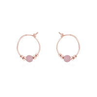 Tiny Bead Hoops - Pink Peruvian Opal - 14K Rose Gold Fill - Luna Tide Handmade Jewellery