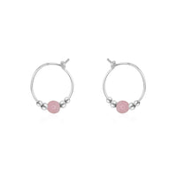 Tiny Bead Hoops - Pink Peruvian Opal - Sterling Silver - Luna Tide Handmade Jewellery