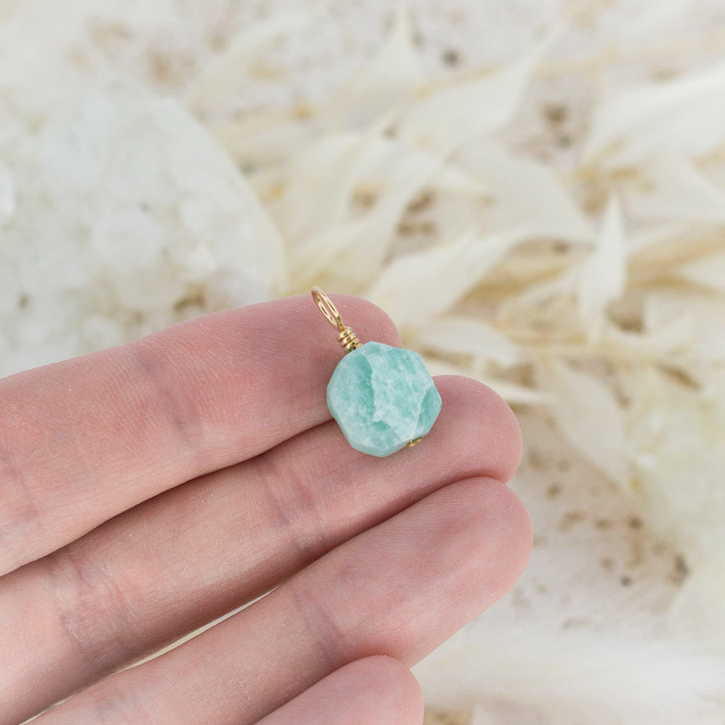 Tiny Raw Amazonite Crystal Pendant - Tiny Raw Amazonite Crystal Pendant - Sterling Silver - Luna Tide Handmade Crystal Jewellery