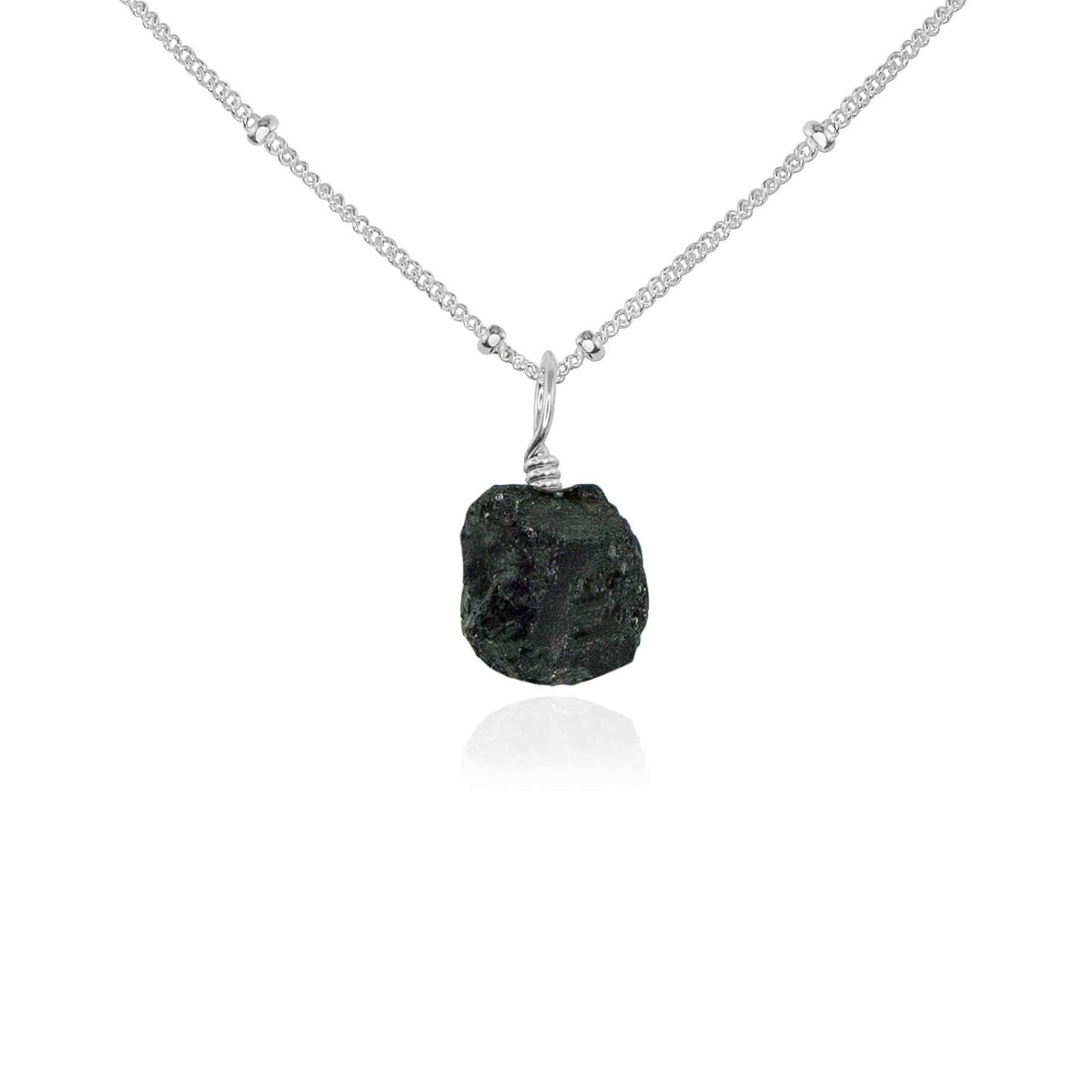 Tiny Raw Black Tourmaline Pendant Necklace Luna Tide