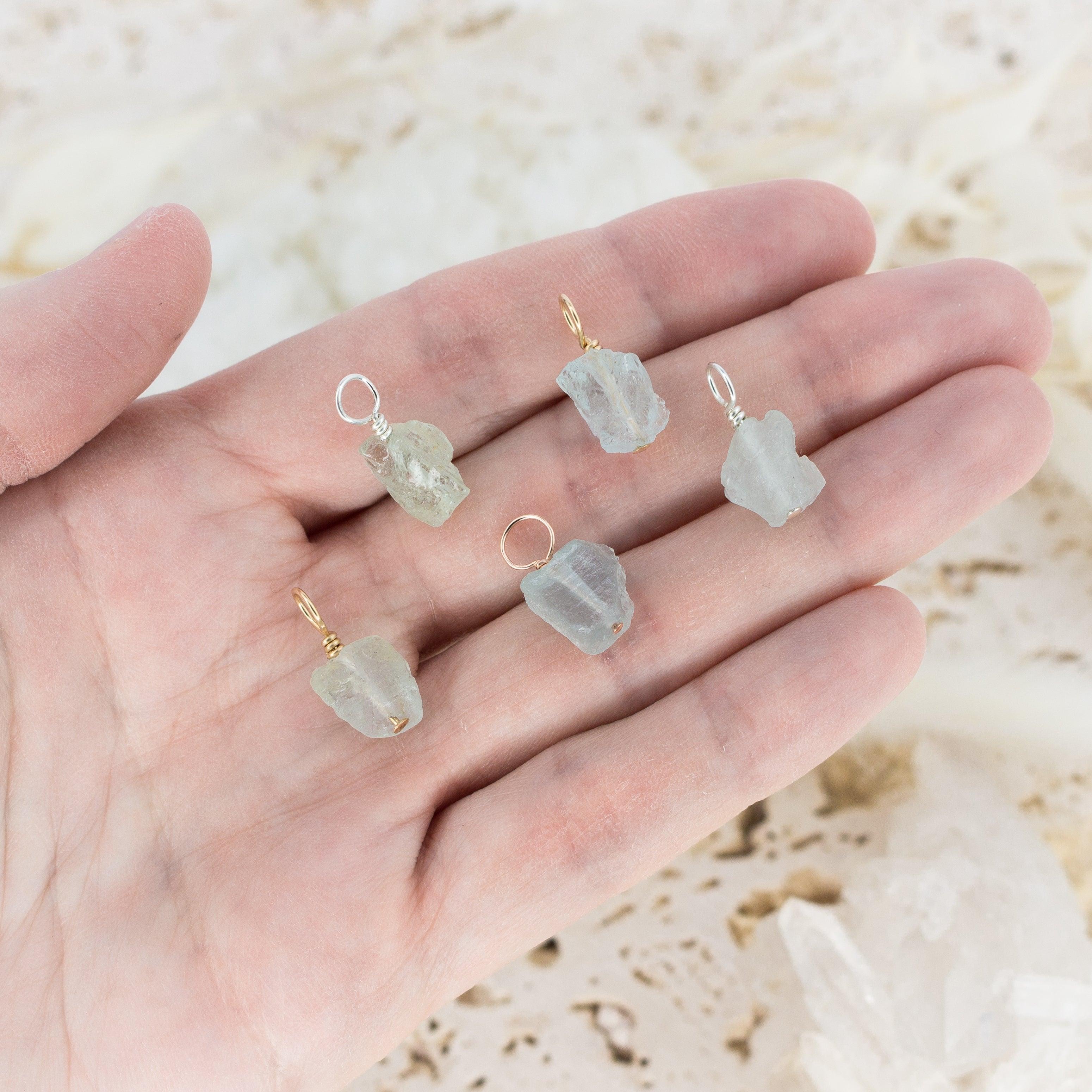 Tiny Raw Blue Aquamarine Crystal Pendant - Tiny Raw Blue Aquamarine Crystal Pendant - Sterling Silver - Luna Tide Handmade Crystal Jewellery