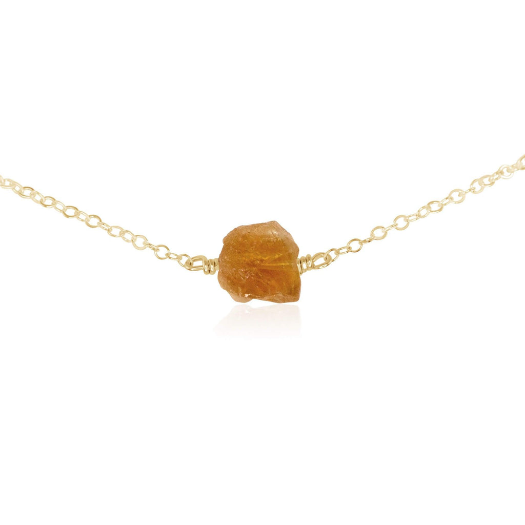 Tiny Raw Citrine Crystal Nugget Choker - Tiny Raw Citrine Crystal Nugget Choker - 14k Gold Fill - Luna Tide Handmade Crystal Jewellery