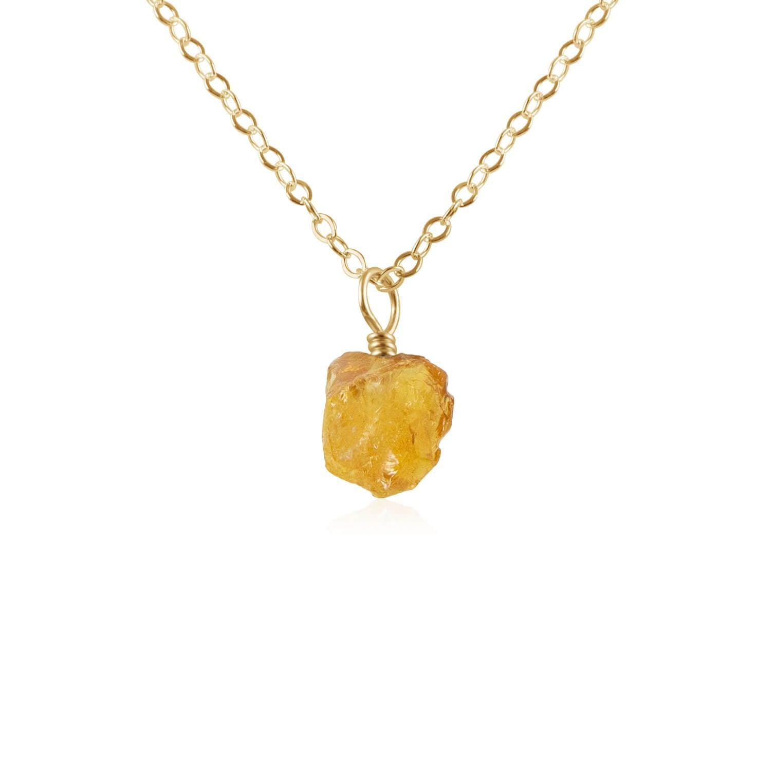 Tiny Raw Citrine Pendant Necklace - Tiny Raw Citrine Pendant Necklace - 14k Gold Fill / Cable - Luna Tide Handmade Crystal Jewellery