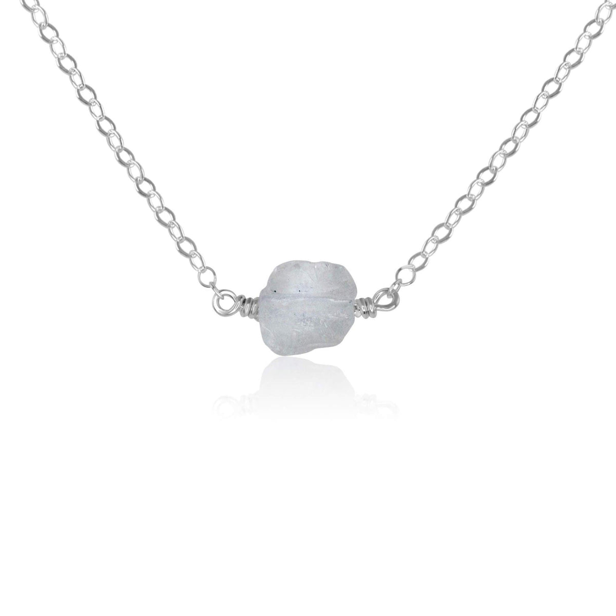 Raw Nugget Necklace - Crystal Quartz - Sterling Silver - Luna Tide Handmade Jewellery
