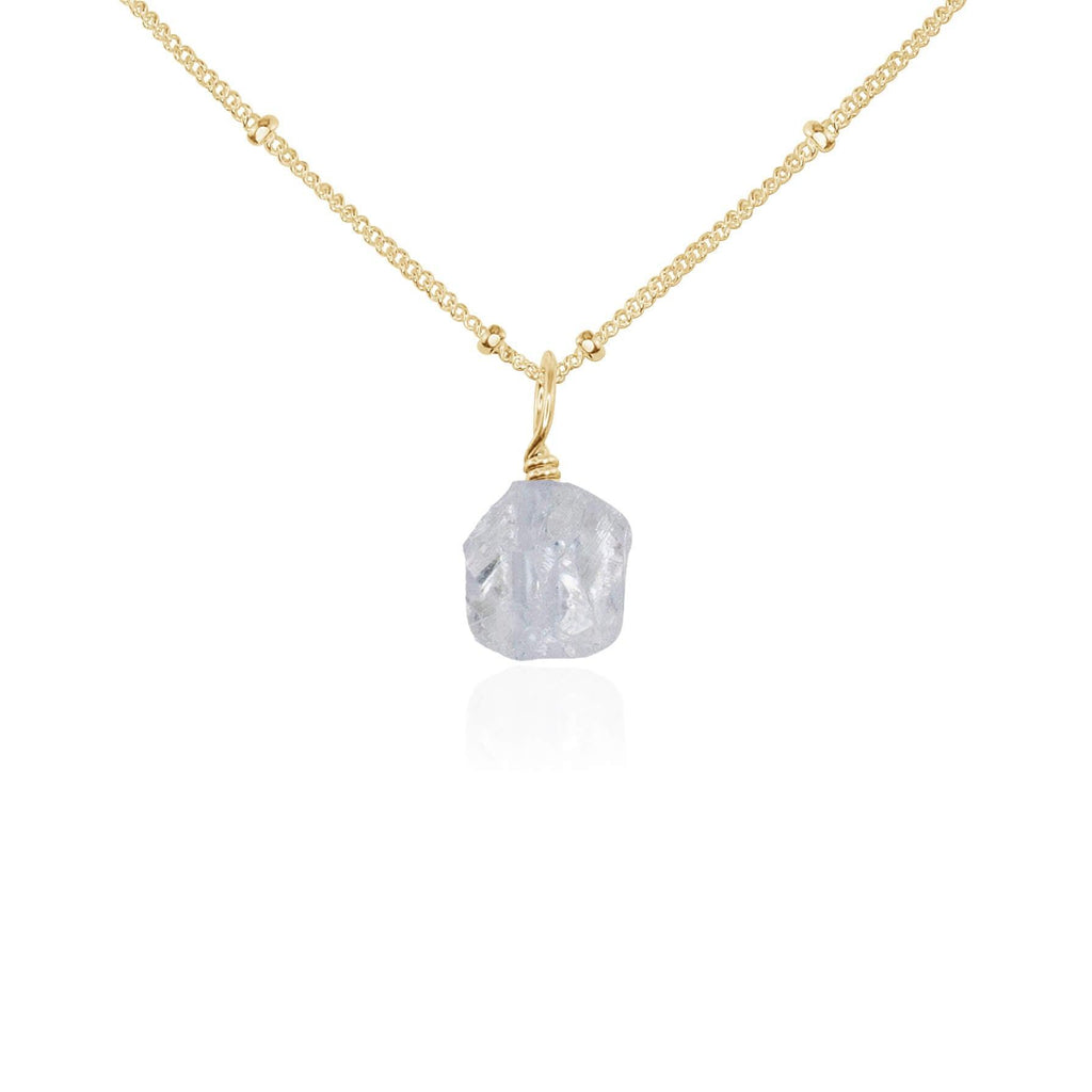 Tiny Raw Crystal Quartz Pendant Necklace - Tiny Raw Crystal Quartz Pendant Necklace - 14k Gold Fill / Satellite - Luna Tide Handmade Crystal Jewellery
