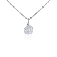 Raw Crystal Pendant Necklace - Crystal Quartz - Stainless Steel Satellite - Luna Tide Handmade Jewellery
