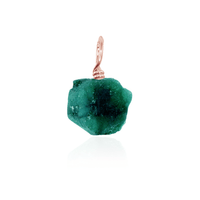 Tiny Raw Emerald Crystal Pendant - Tiny Raw Emerald Crystal Pendant - 14k Rose Gold Fill - Luna Tide Handmade Crystal Jewellery