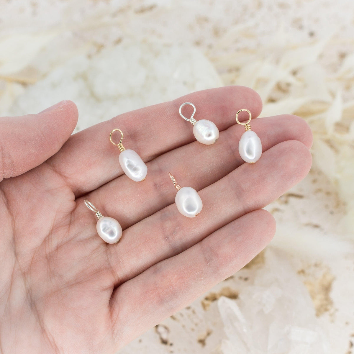 Tiny Raw Freshwater Pearl Crystal Pendant - Tiny Raw Freshwater Pearl Crystal Pendant - 14k Gold Fill - Luna Tide Handmade Crystal Jewellery
