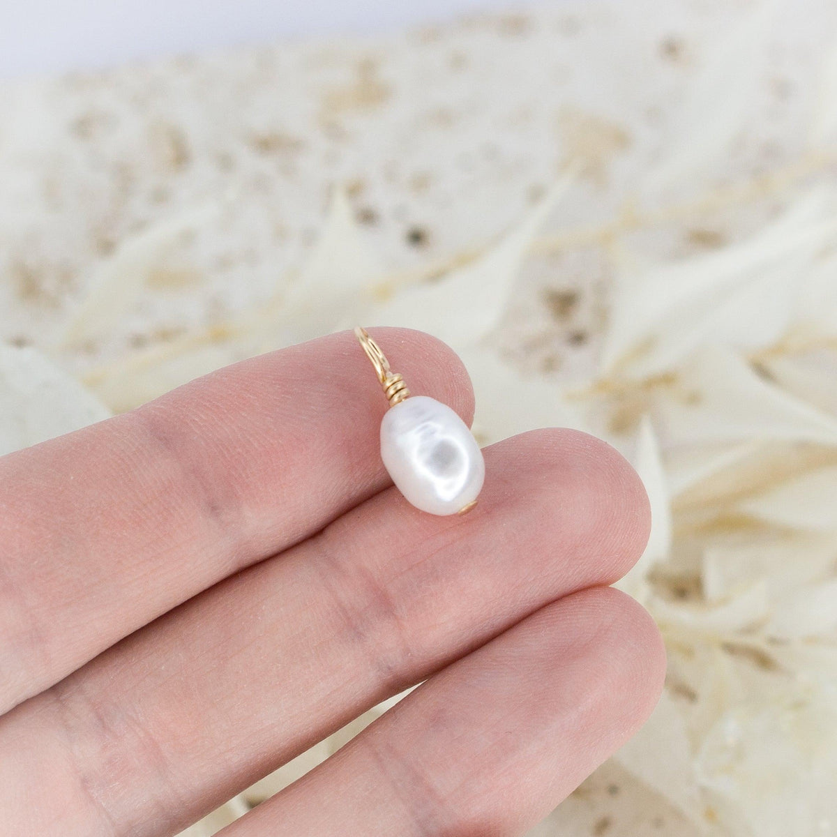 Tiny Raw Freshwater Pearl Crystal Pendant - Tiny Raw Freshwater Pearl Crystal Pendant - 14k Gold Fill - Luna Tide Handmade Crystal Jewellery
