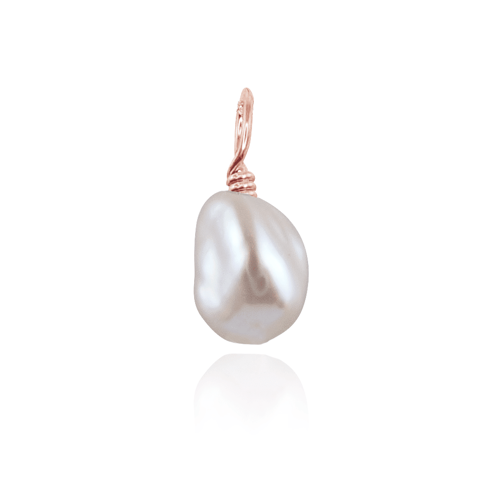 Tiny Raw Freshwater Pearl Crystal Pendant - Tiny Raw Freshwater Pearl Crystal Pendant - 14k Rose Gold Fill - Luna Tide Handmade Crystal Jewellery