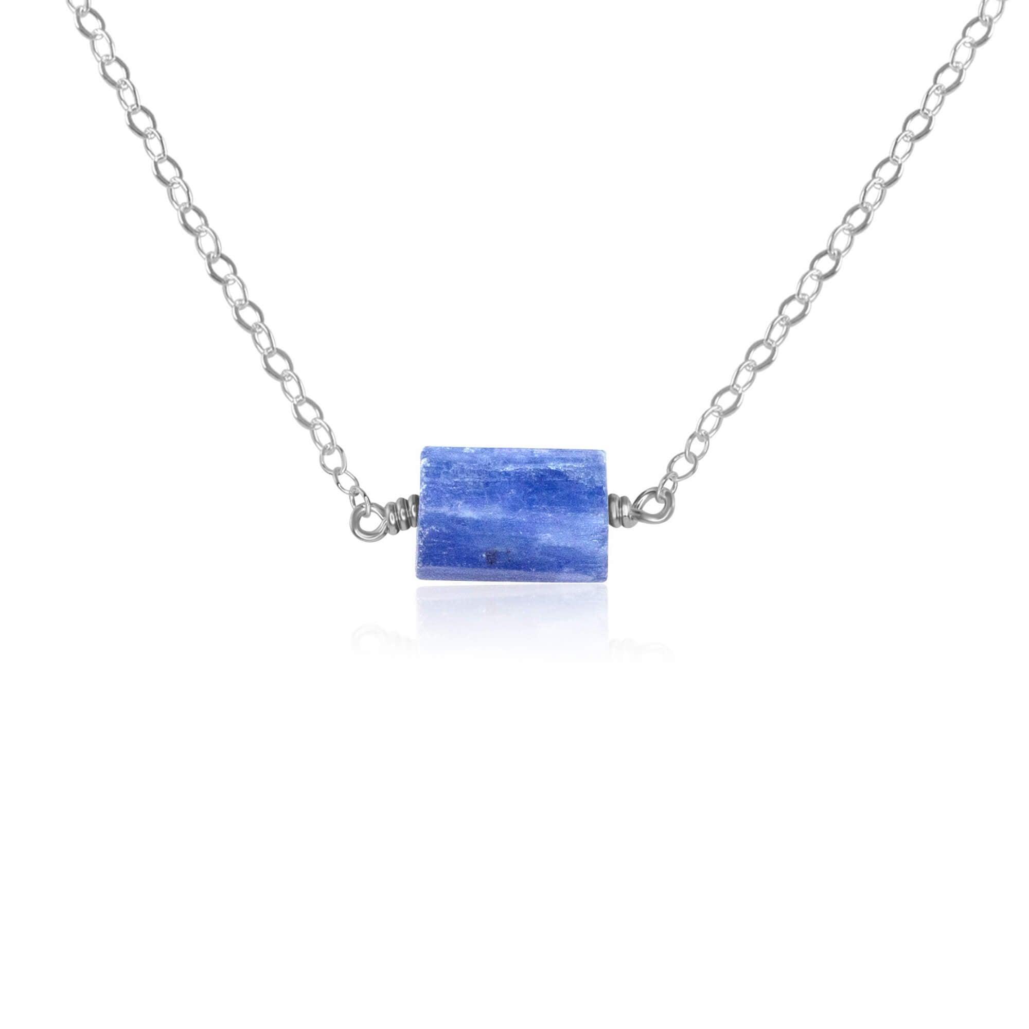 Tiny Raw Kyanite Crystal Nugget Necklace - Tiny Raw Kyanite Crystal Nugget Necklace - Sterling Silver - Luna Tide Handmade Crystal Jewellery