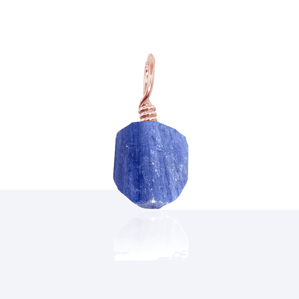 Tiny Raw Kyanite Crystal Pendant - Tiny Raw Kyanite Crystal Pendant - 14k Rose Gold Fill - Luna Tide Handmade Crystal Jewellery