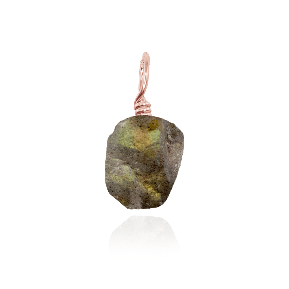 Tiny Raw Labradorite Crystal Pendant - Tiny Raw Labradorite Crystal Pendant - 14k Rose Gold Fill - Luna Tide Handmade Crystal Jewellery