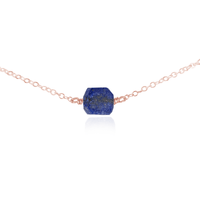 Tiny Raw Lapis Lazuli Crystal Nugget Choker - Tiny Raw Lapis Lazuli Crystal Nugget Choker - 14k Rose Gold Fill - Luna Tide Handmade Crystal Jewellery